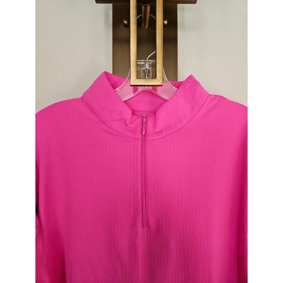 IBKUL Women's Hot Pink Solid Long Sleeve Quarter Zip Top Size X-Large - Picture 4 of 12